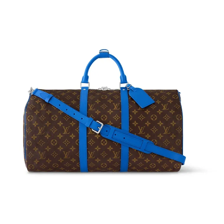 LOUIS VUITTON Keepall Travel Bags Blue & Brown