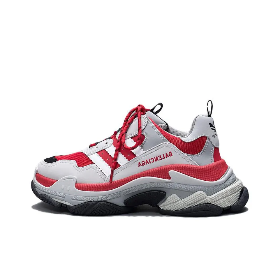 Balenciaga x Adidas Originals Cushioning, Wear Resistant Low Top Casual Running Shoes Women's Red