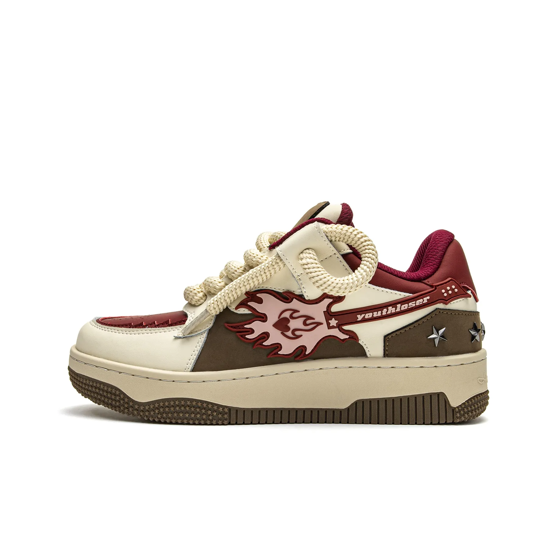Youthloser Рок Мальчик Коллекция Низкие Кроссовки для Скейтбординга Унисекс Красные Коричневые