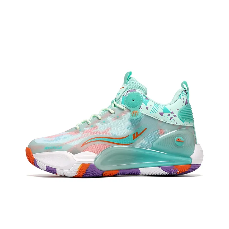 Warrior Mid Top Vintage Basketball Shoes Unisex Green Orange