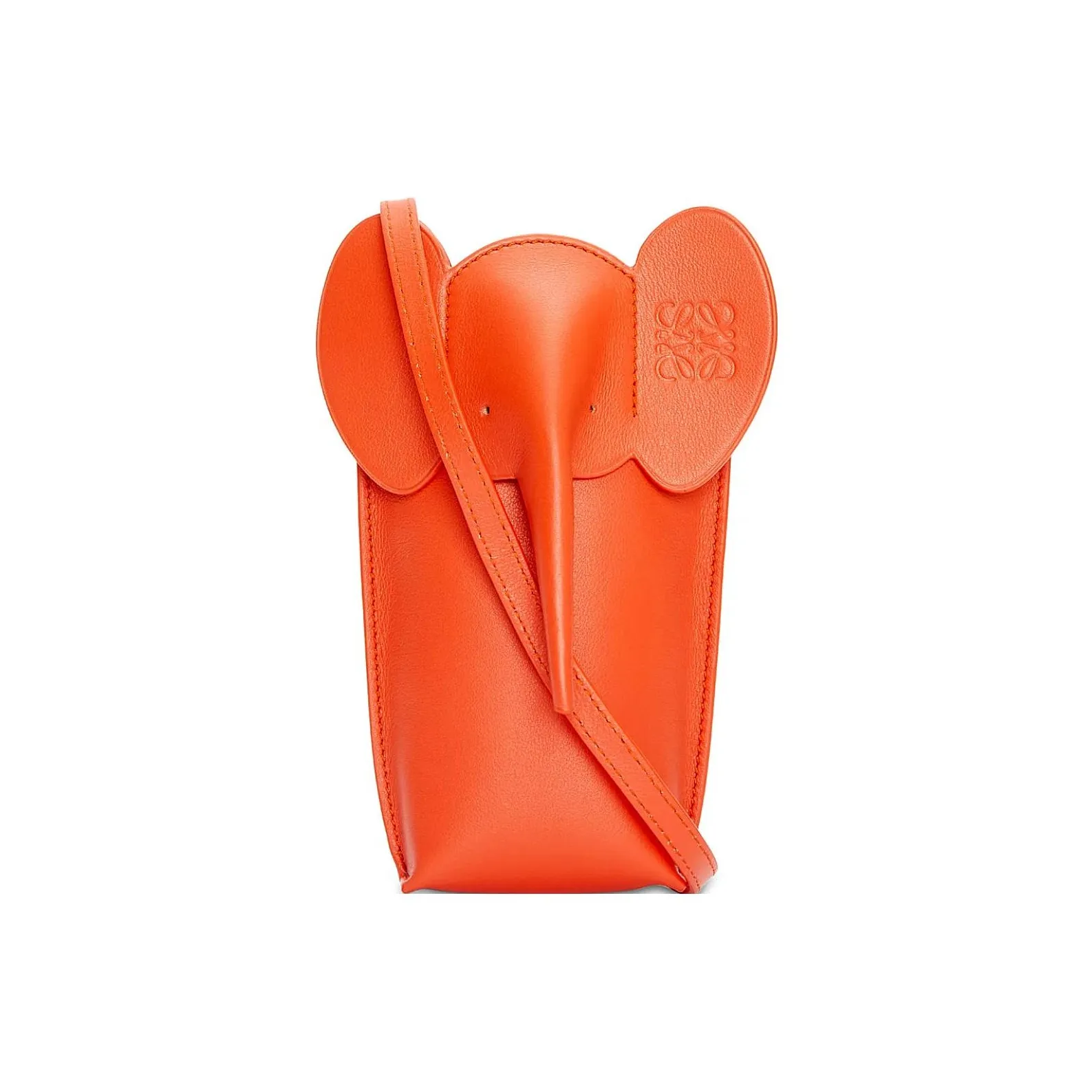 LOEWE Cow Leather Cell Phone Pouch Shoulder Bag Crossbody Bag Regular Women's Vibrant Orange