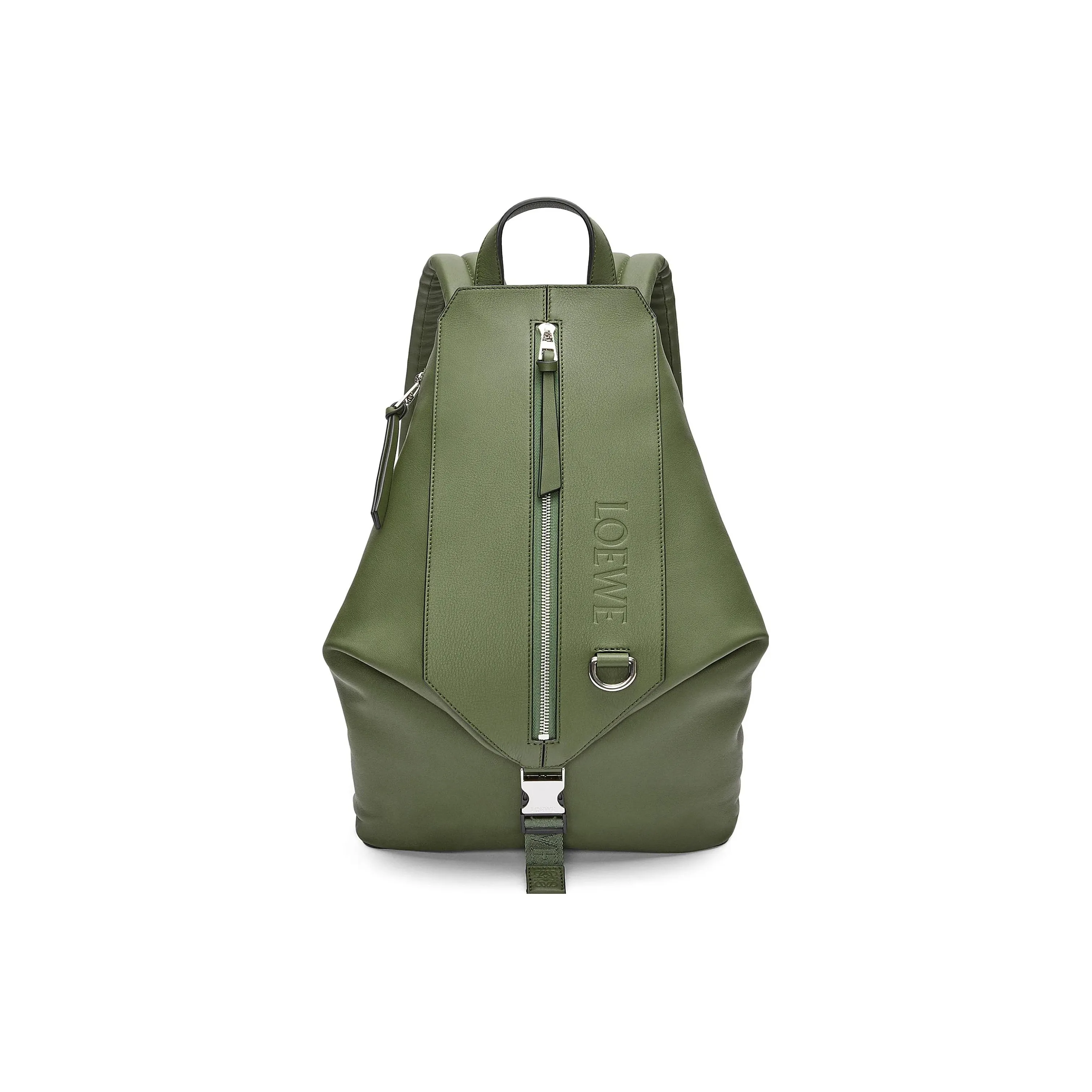 LOEWE Cow Leather With Fabric Backpack Trumpets Men's Forest Green