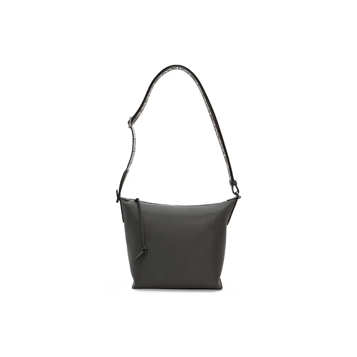 LOEWE Cubi Soft Smooth Cow Leather With Jacquard Fabric Shoulder Bag, Crossbody Bag Trumpets Men's Dark Gray