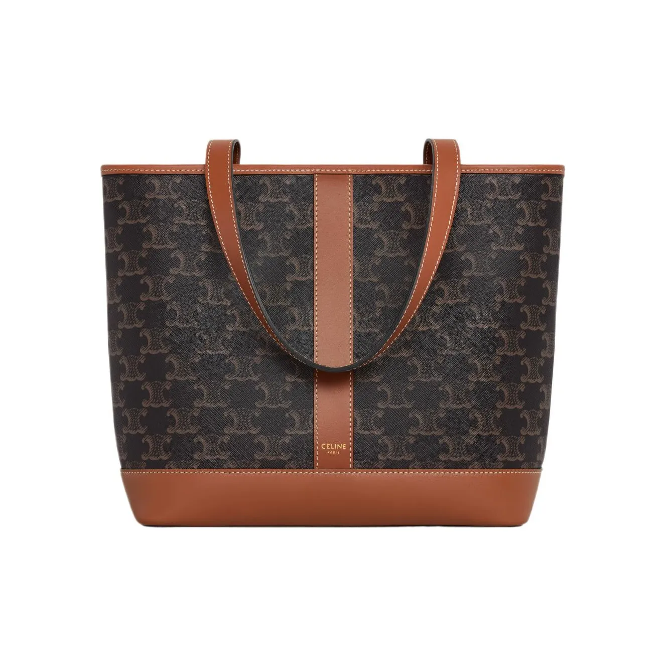CELINE Cabas Cow Leather Tote Bag, Shopping Bag, Handbag Trumpets Women's Tawny
