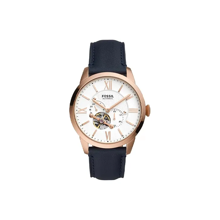 FOSSIL Wrist Watch Automatic Mechanical Movement Leather Watch Bands 44mm White Dial Men's Watches