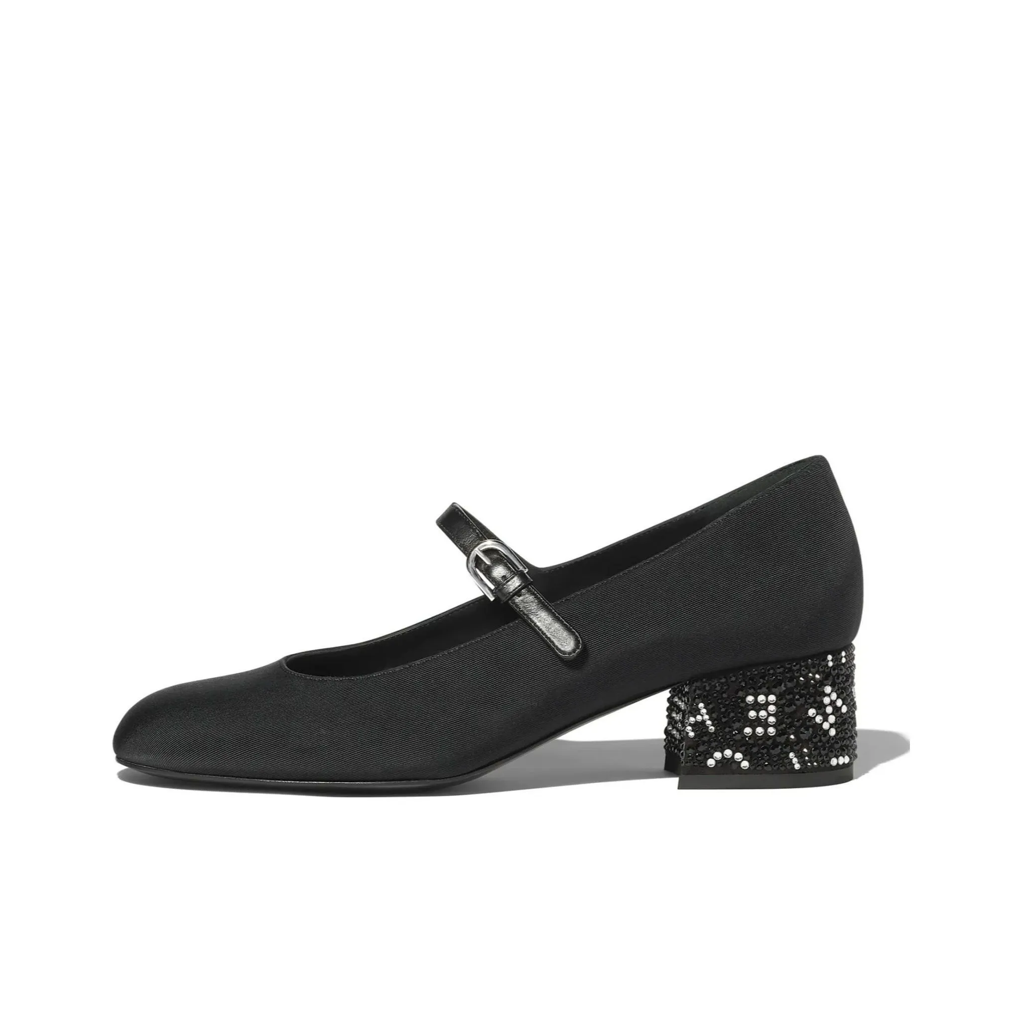 CHANEL Chunky Heel Mary Jane Shoes 4.5cm Women's Black