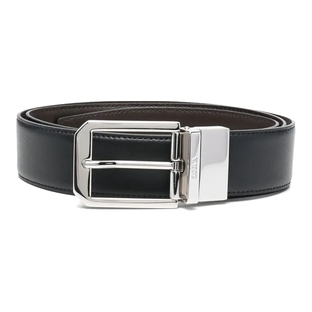 Zegna Телячья кожа Кожаные ремни Мужской Черный Ширина 3,5 см