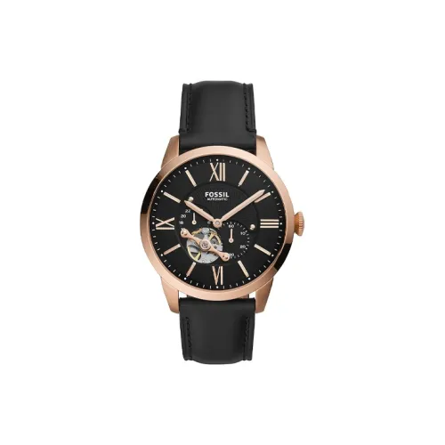 Окаменелость Автоматический Механический Movement Мужские Часы 44mm*12mm Черные