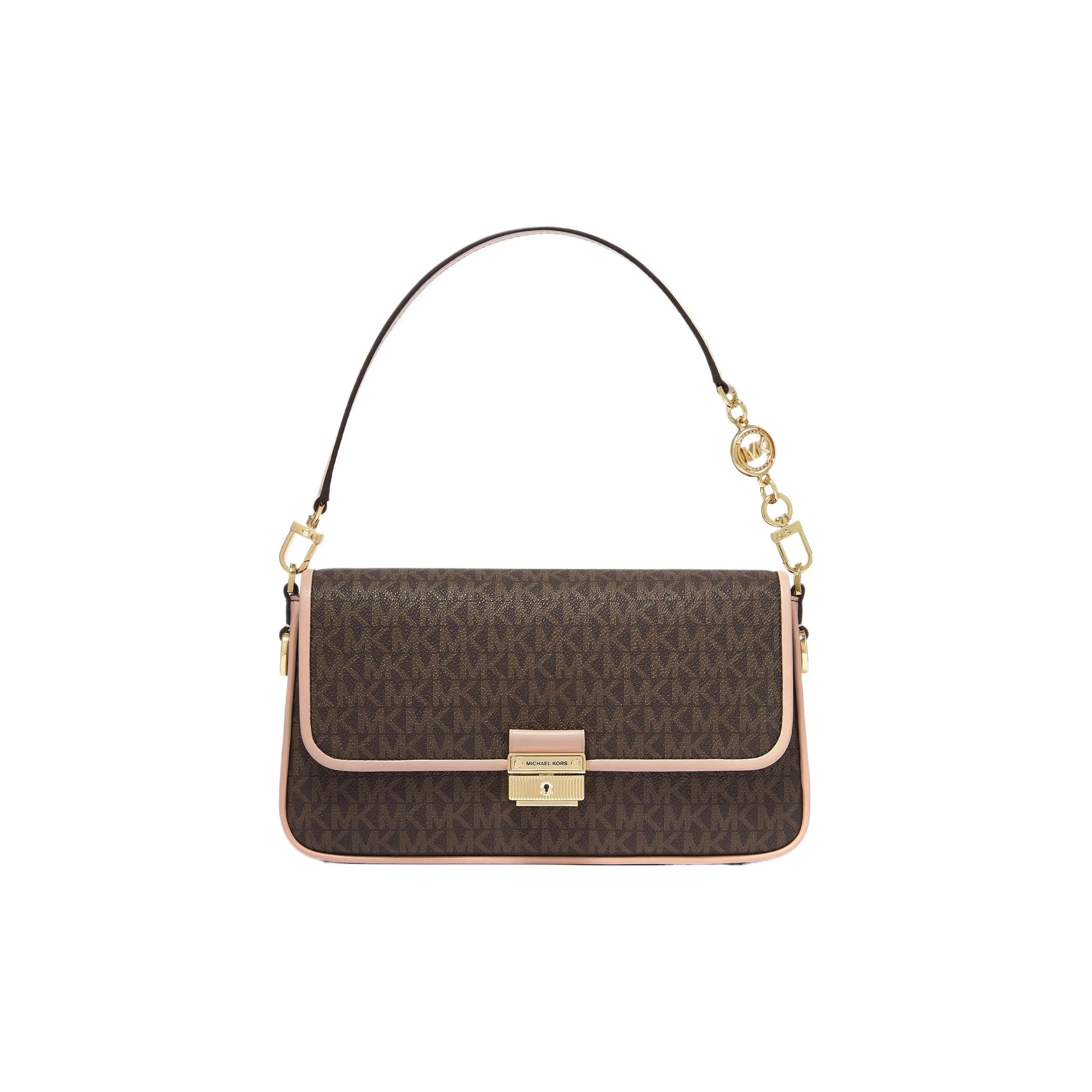 MICHAEL KORS Leather Baguette Bag Shoulder Bag Women's Acorn Brown & Pink