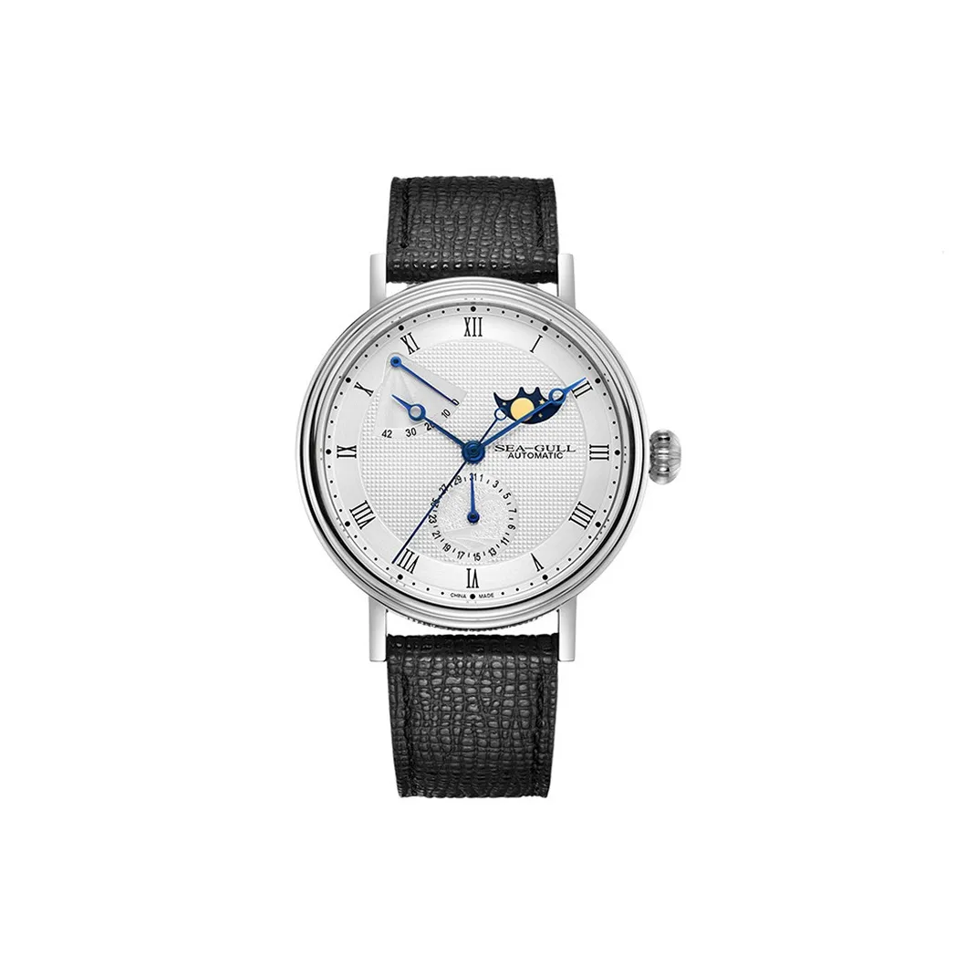 Sea Gull Masterpiece Collection Automatic Mechanical Movement Genuine Leather Strap Watch Men's Watches White Dial