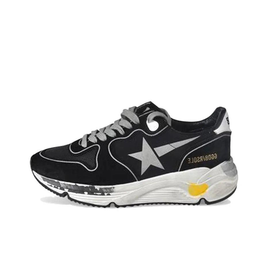 Golden Goose Running Sole Suede Hand-Painted Black Silver White