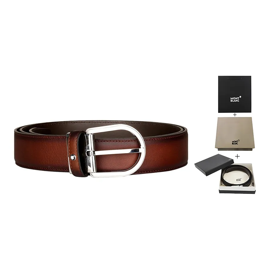 MONTBLANC Кожаные ремни Мужской Темно-Кофейный Ширина 3,5 см