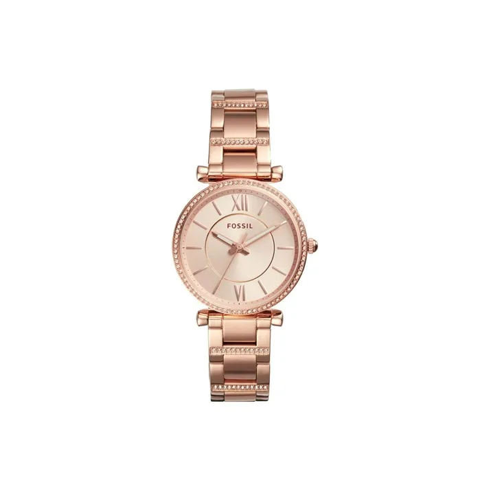 FOSSIL Carly Collection Женские часы Кварцевый механизм Ремешок из нержавеющей стали 35 мм Розовое золото Циферблат часов Женские часы