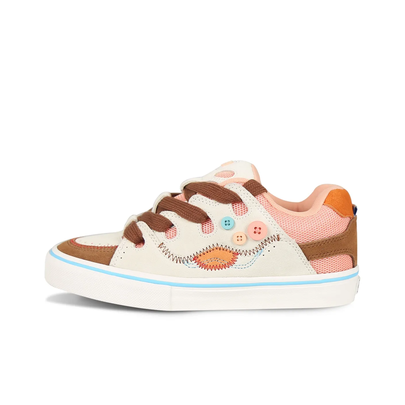 Ollieskate Puffy Shoes Anti Slip Wear Resistant Low Top Skateboard Shoes Unisex Beige Pink Brown