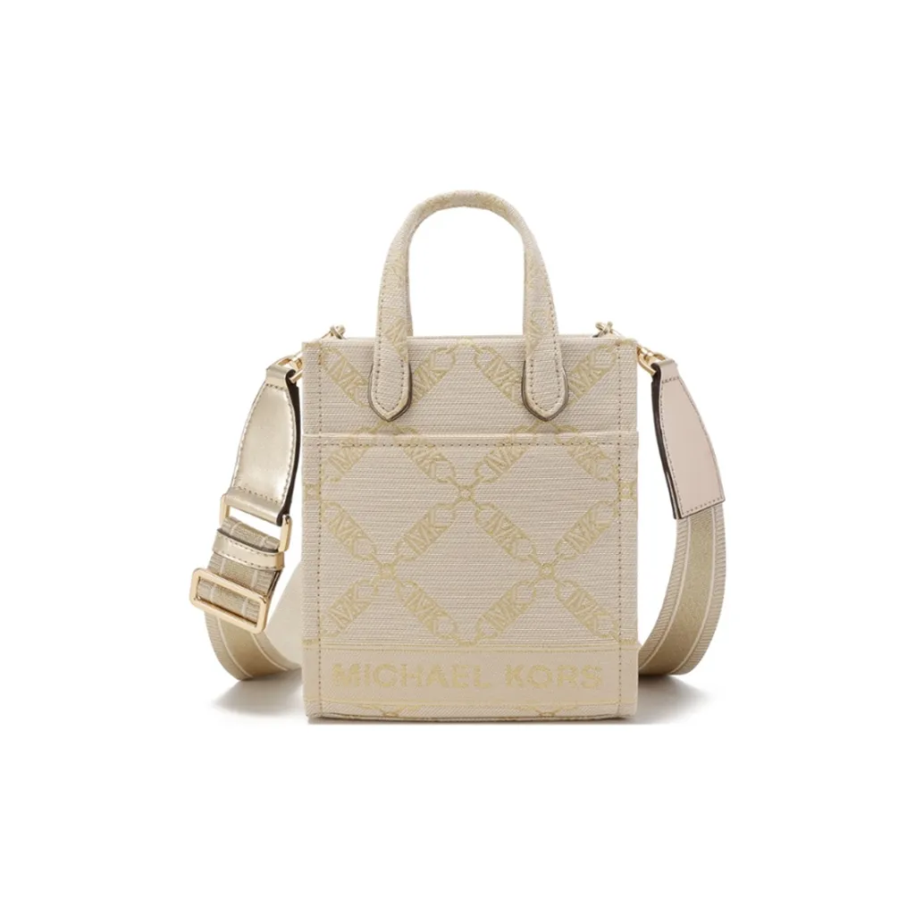 MICHAEL KORS Gigi Fabric Crossbody Handbag Extra Small Women's Ecru Gold