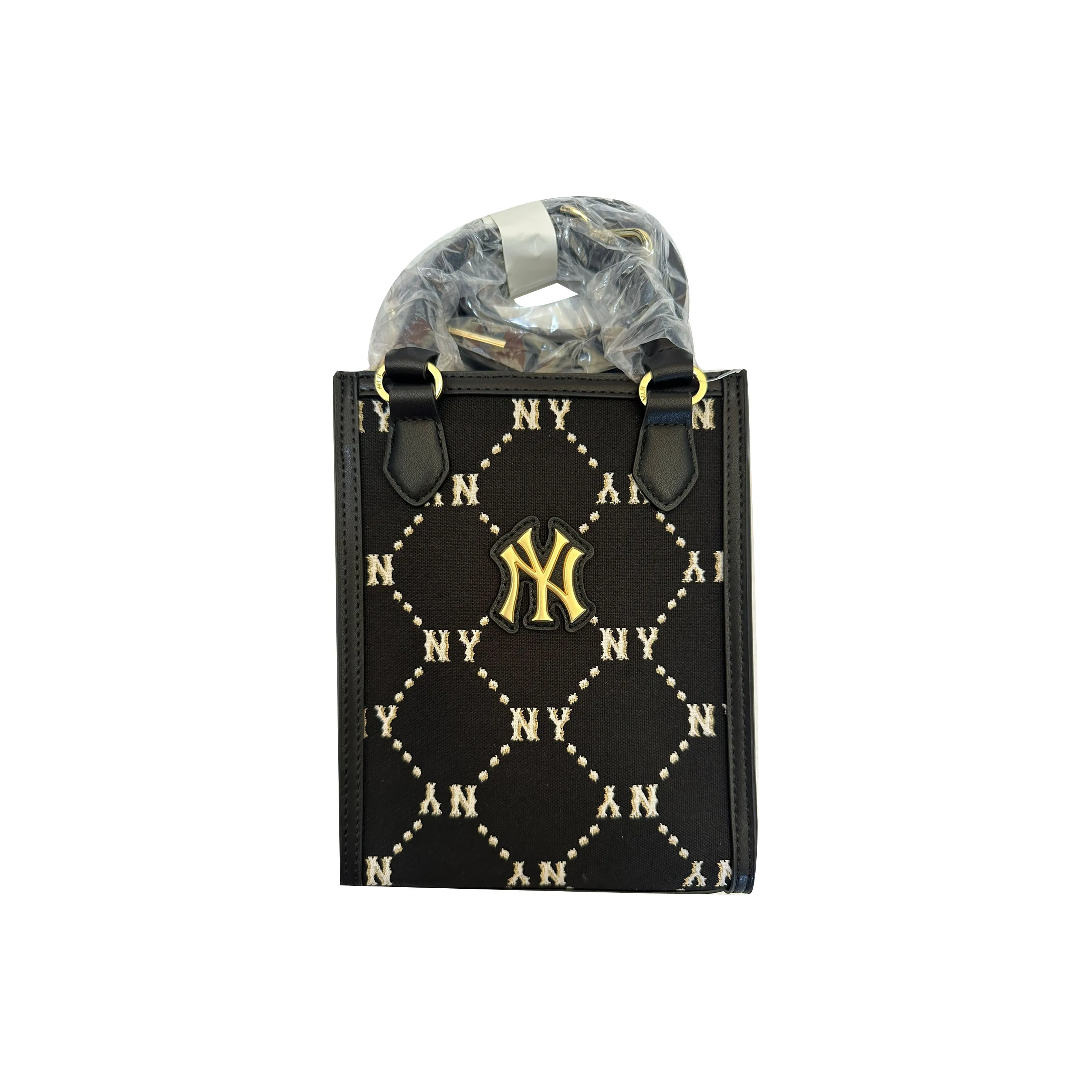 Mlb Base Logo PVC Тоут Сумка Сумка для покупок Сумка через плечо Сумка мини унисекс черный золотой