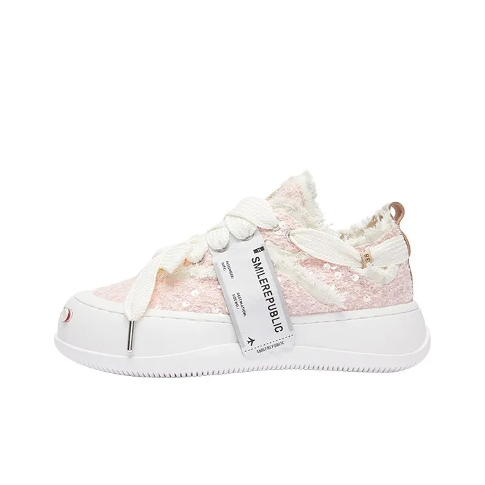 SMILEREPUBLIC Противоскользящие устойчивые к истиранию увеличивающие высоту низкие кеды унисекс розовые