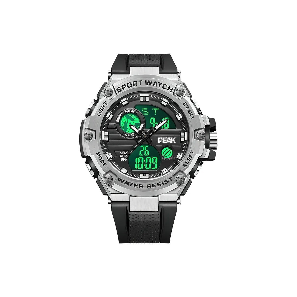 PEAK Expedition Series Электронный Механизм TPU Ремешок Часы Мужские Черный Циферблат