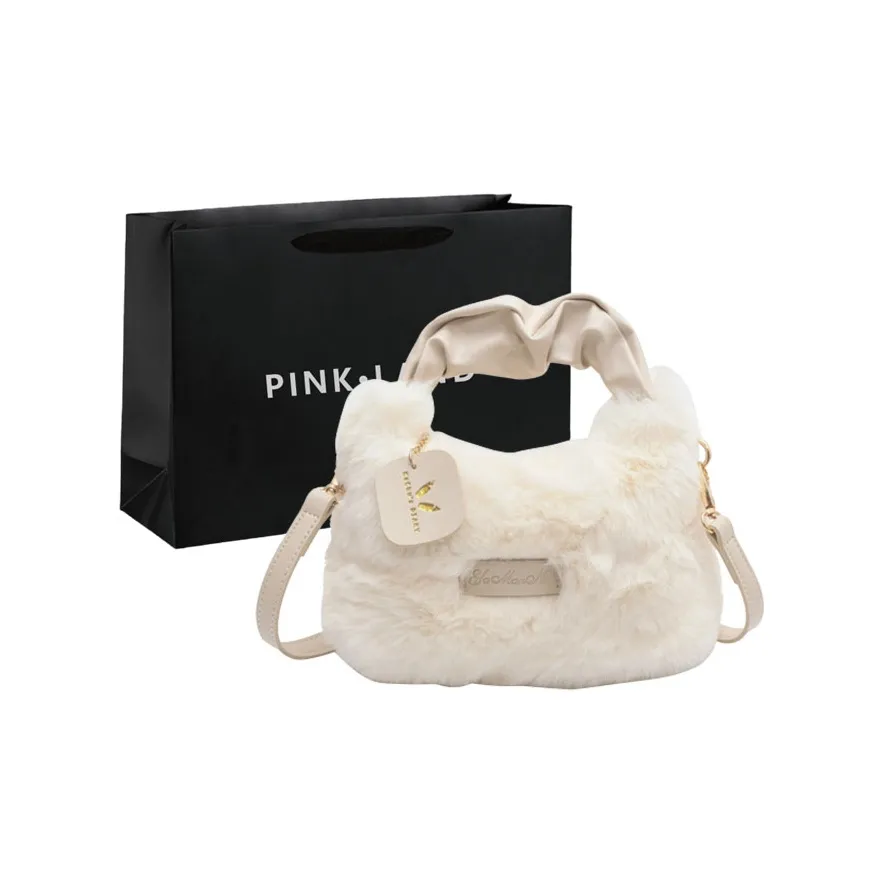 PINK·LAND Плюшевый Тоут Сумка Сумка для покупок Сумка на плечо Сумка Женская Белая Черная Розовая Хаки