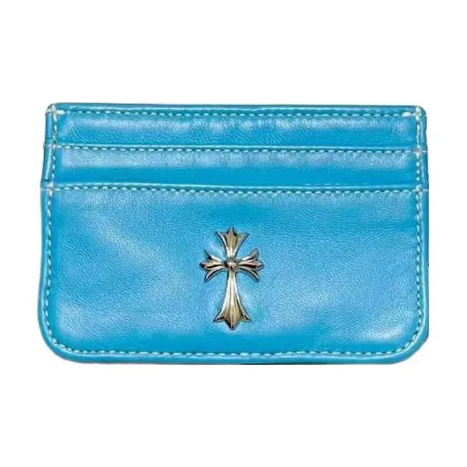 Chrome Hearts Leather Card Holder Unisex Blue