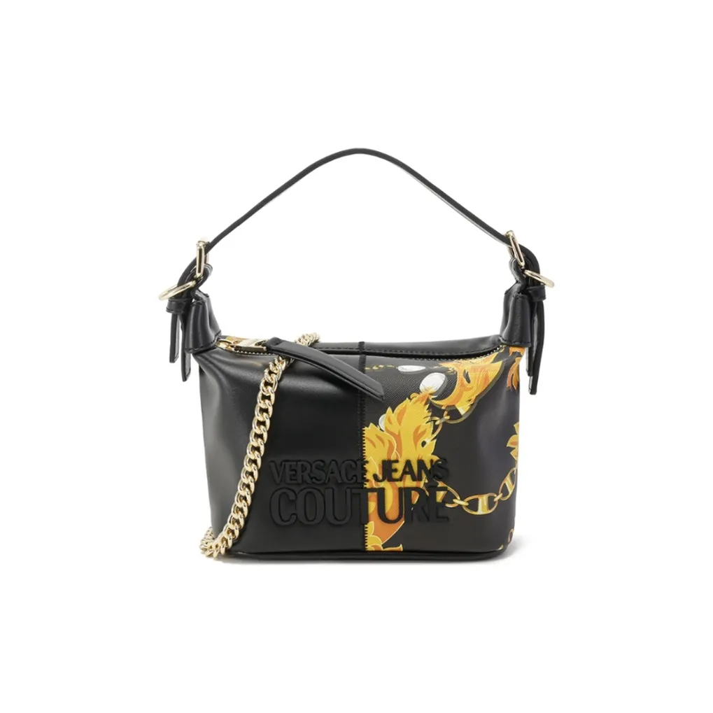 VERSACE JEANS COUTURE Полиэстер Круассан Сумка Плечевая Сумка Сумка Обычная Женская Черная и Черная