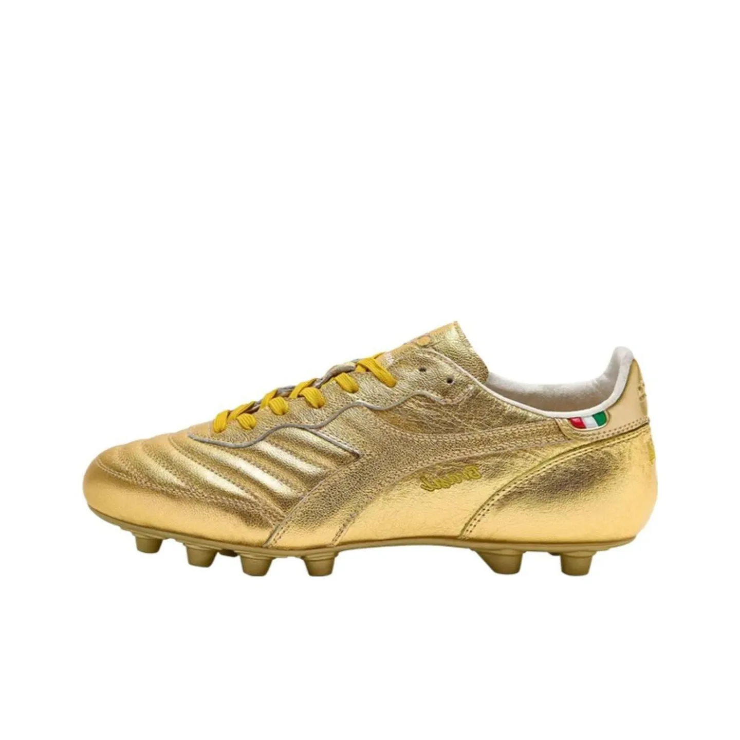 Diadora MG Rubber Short Studs Anti Slip Wear Resistant Soccer Shoes Men's Gold Brown