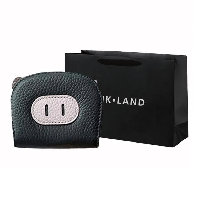 PINK·LAND Подлинная коровья кожа Держатель для карт Стандартный Женский Черный Оранжевый Морской Синий Желтый