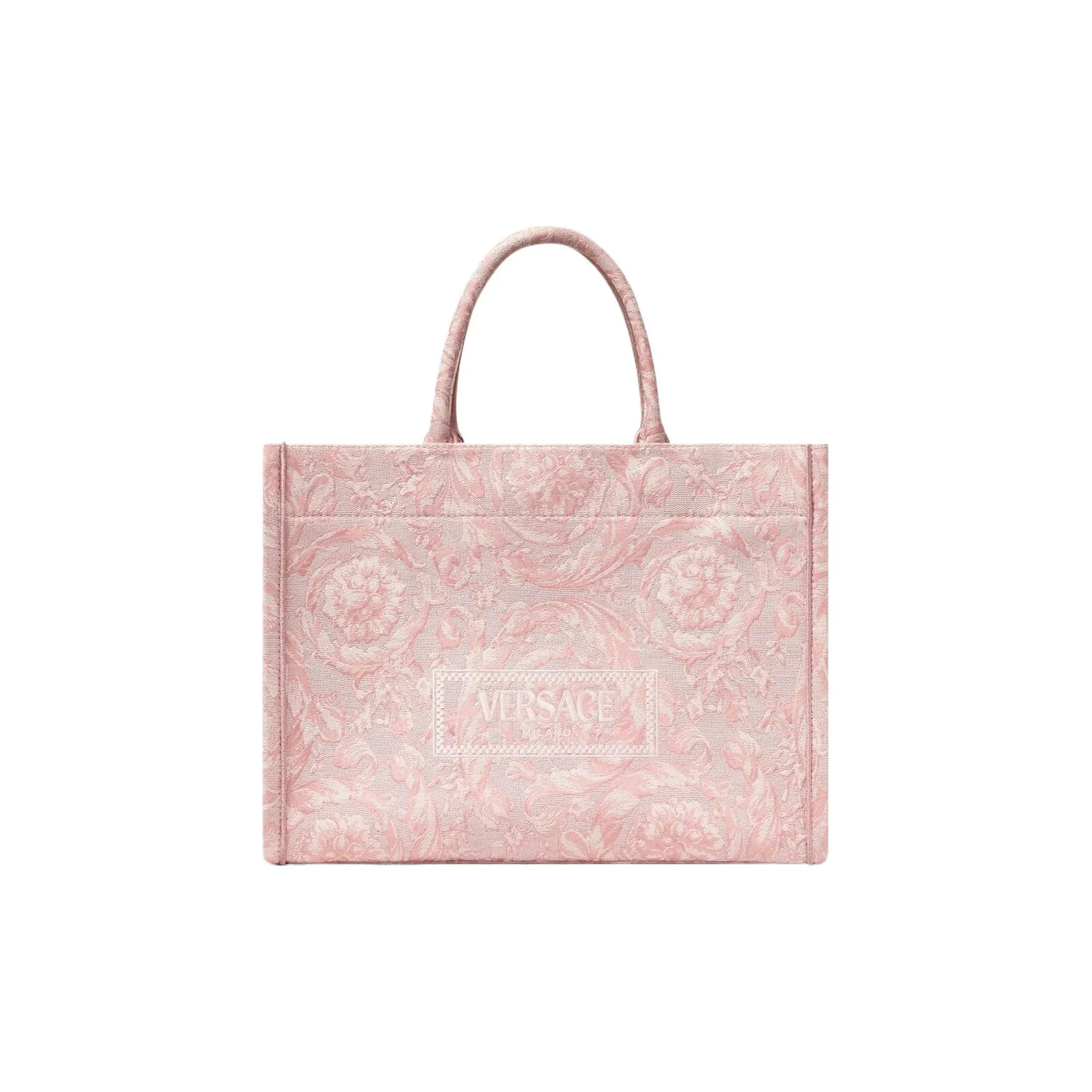 VERSACE Barocco Polyamide With Cotton Tote Bag, Shopping Bag, Handbag Women's Pink Patch Print