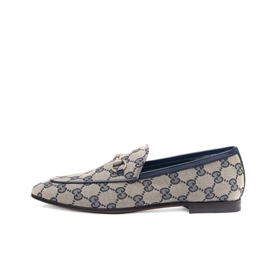 GUCCI Jordaan Loafer Blue Gg Canvas Women's