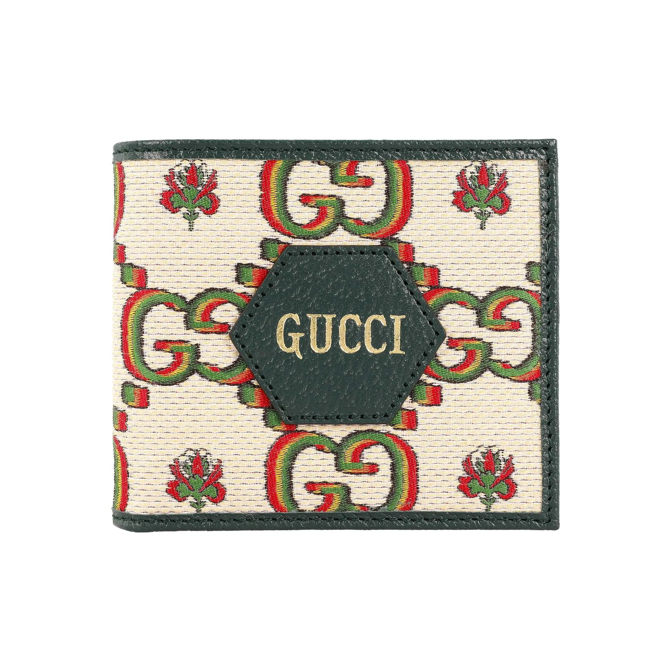 GUCCI Leather Wallet Men's Beige/Green
