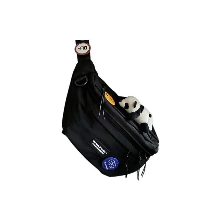 KAKAXI Polyester Crossbody Bags Fanny Pack Unisex Black/White