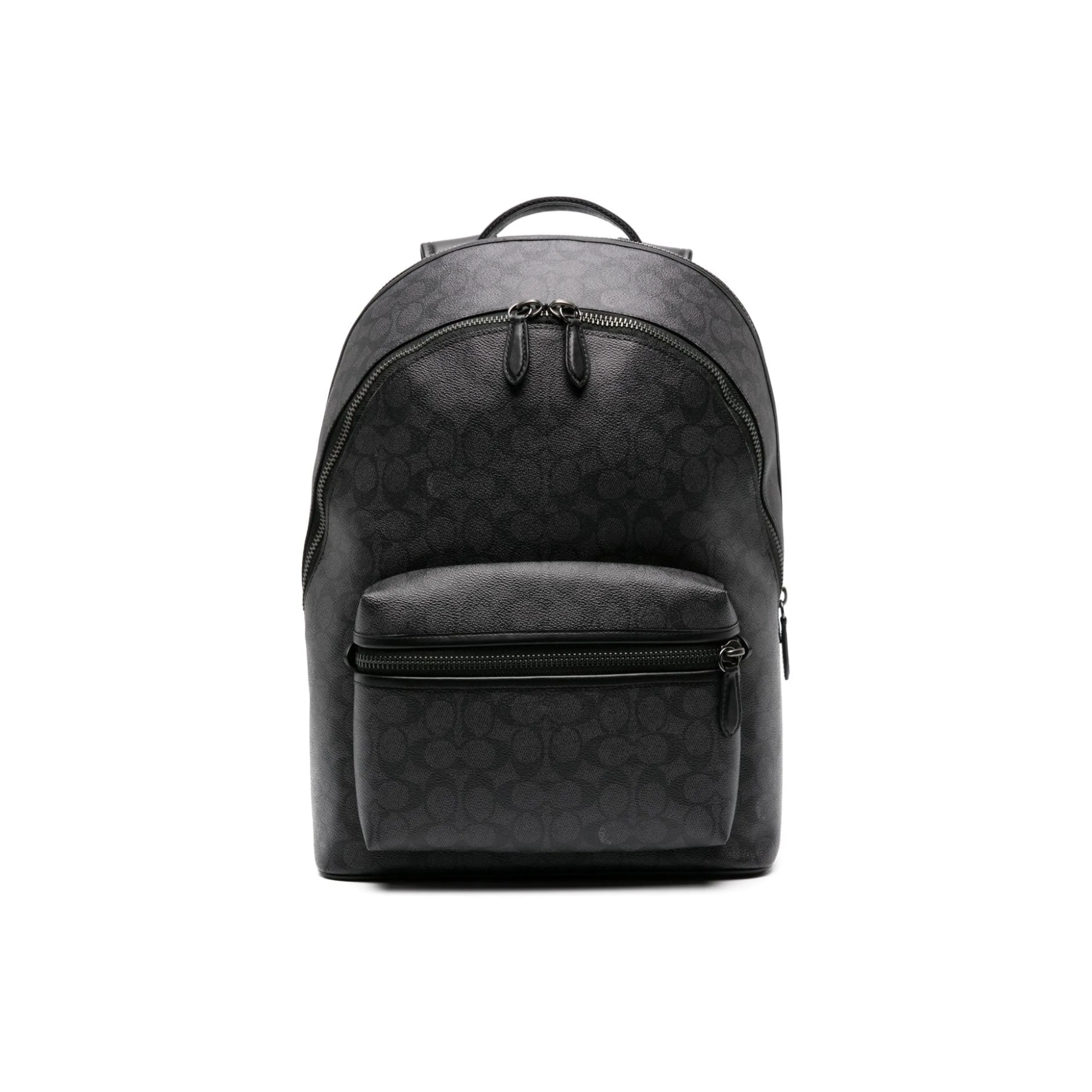 COACH Charter Artificial Leather Coated Canvas Backpack Men's Charcoal Gray