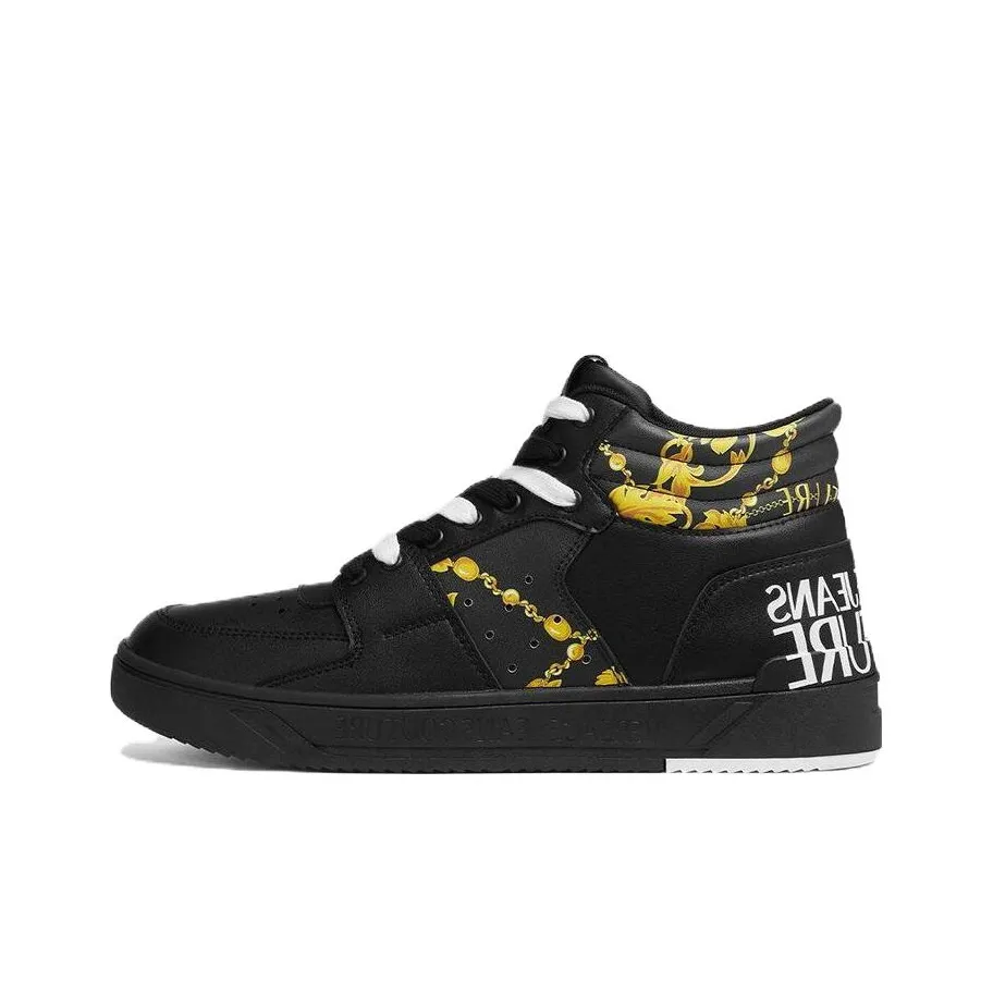 VERSACE JEANS Starlight Logo Couture High-Top Skateboard Shoes Men's Black
