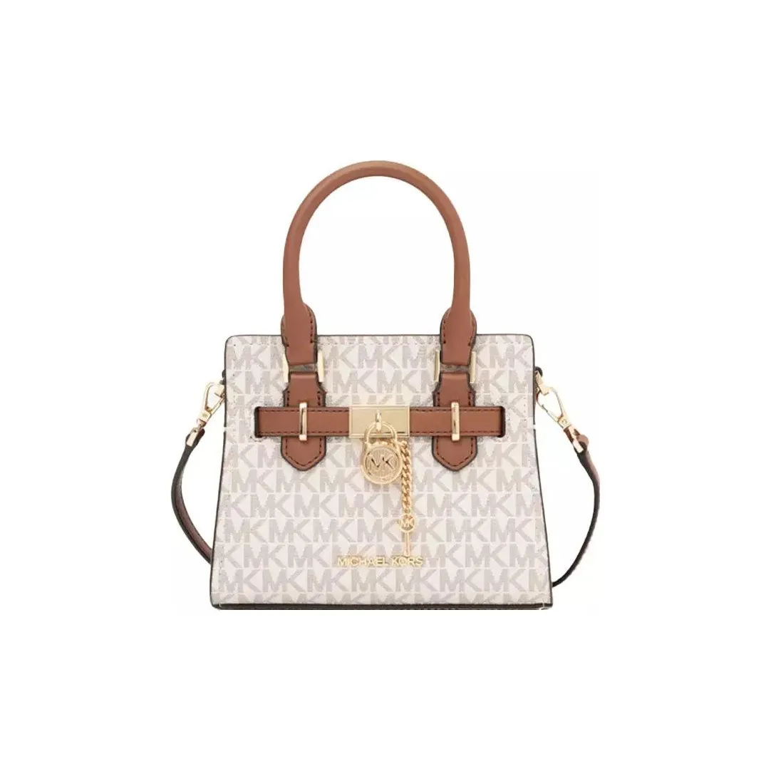 MICHAEL KORS Hamilton Series PVC с коровьей кожей Тоут Сумка Сумка для покупок Сумка Сумка через плечо Мини Женская Ваниль