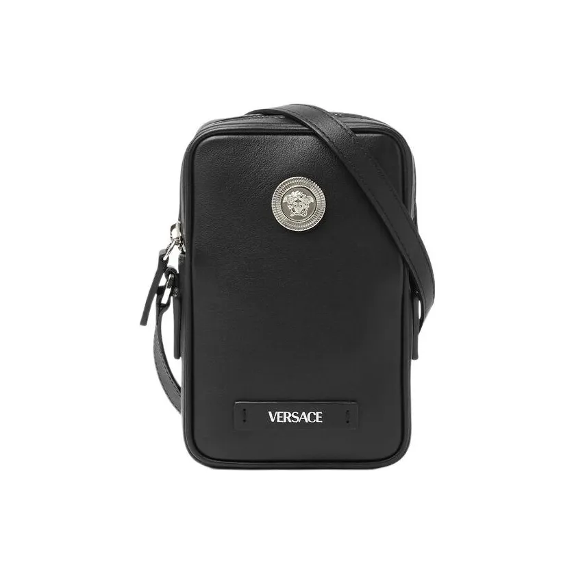 VERSACE MEDUSA BIGGIE серия Чехол для телефона из коровьей кожи сумка через плечо маленький мужской черный
