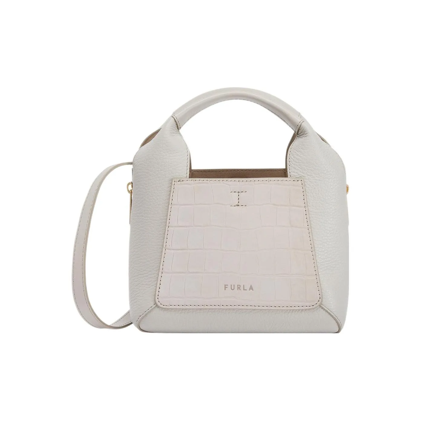 Furla Gilda Рельефная Телячья Кожа Тоут Сумка Сумка для покупок Сумка через плечо Мини Сумка Женская Жемчужная