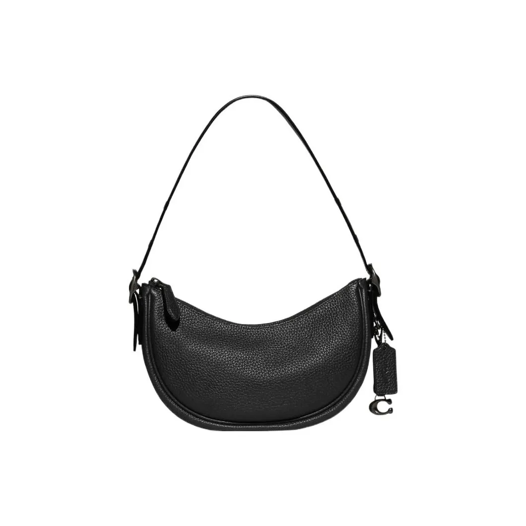 COACH Luna Soft Pebbled Leather Shoulder Bag, Handbag, Shoulder Bag Women's Black
