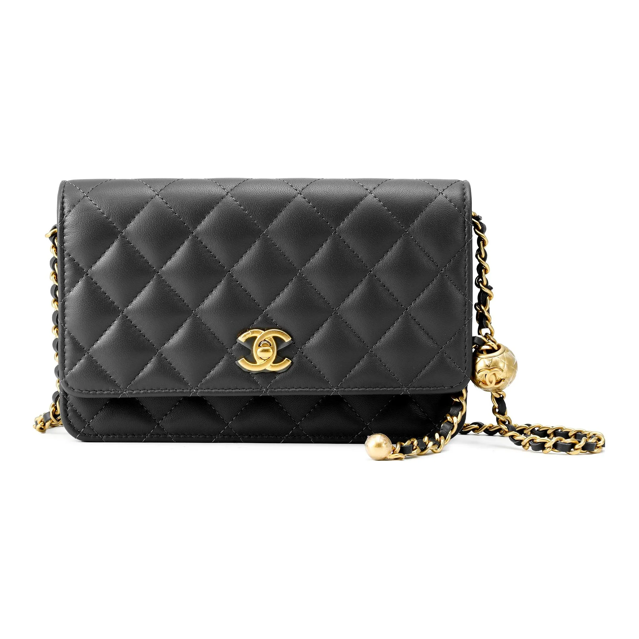 CHANEL Pearl Crush Adjustable Strap Woc Black AP1450