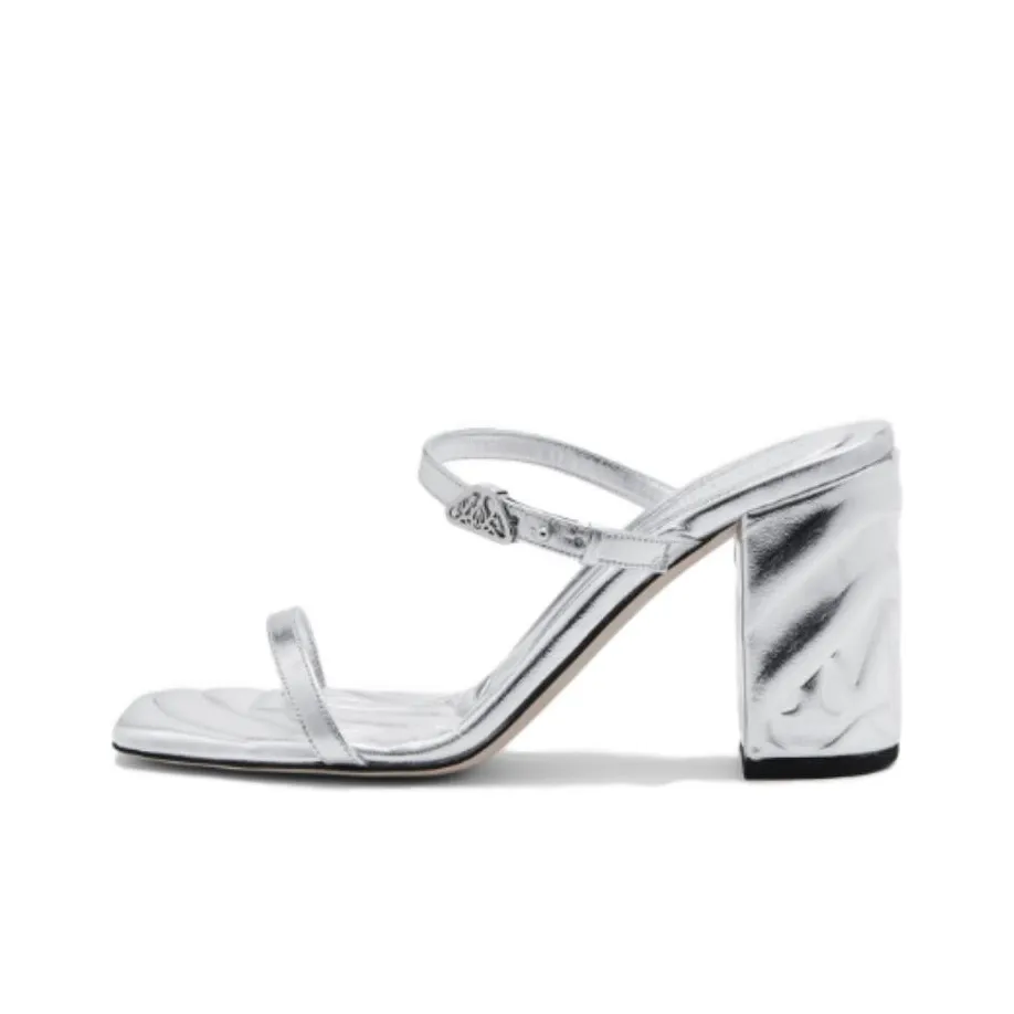 Alexander McQueen Metallic Leather Sandals 'Silver' Women's