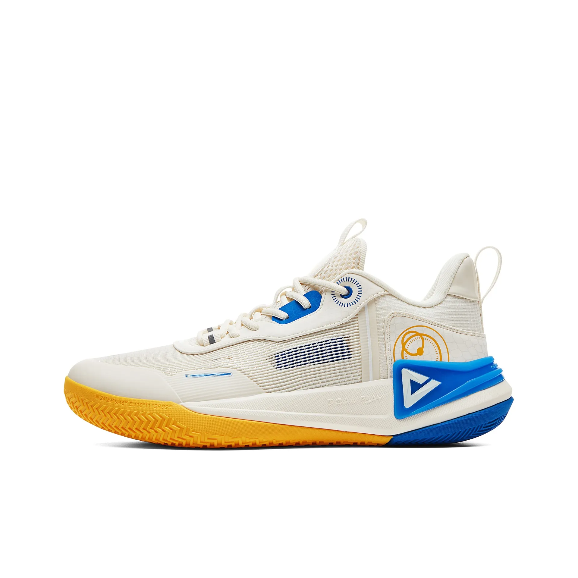 PEAK Basketball Shoes Men's Low Top Ecru/Colorful Blue