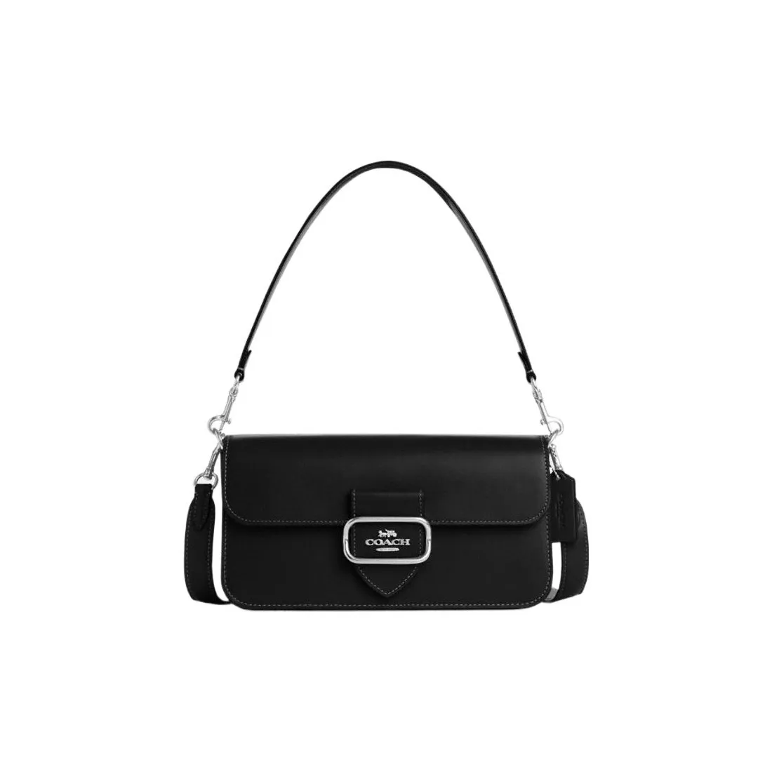 COACH Morgan Кожа Сумка-багет Сумка Сумка через плечо Сумка через плечо Маленькая Женская Черная