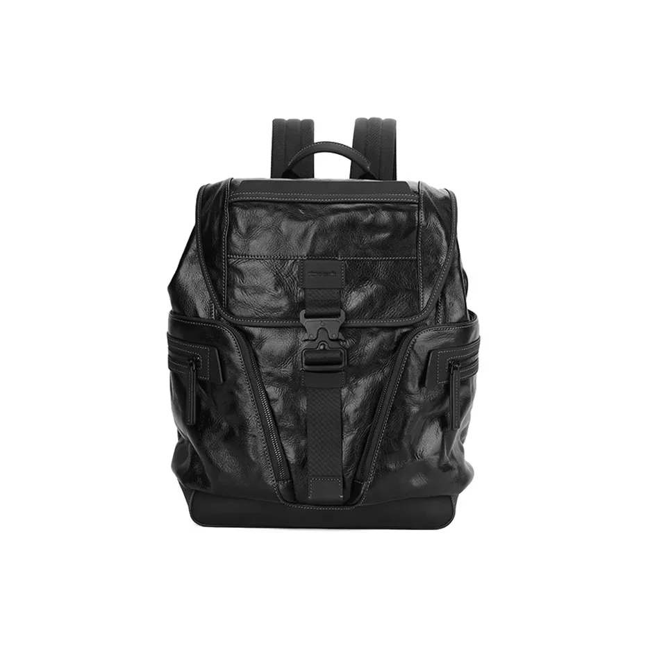 PIERRE CARDIN Рюкзак из крупнозернистой текстуры коровьей кожи большой мужской черный