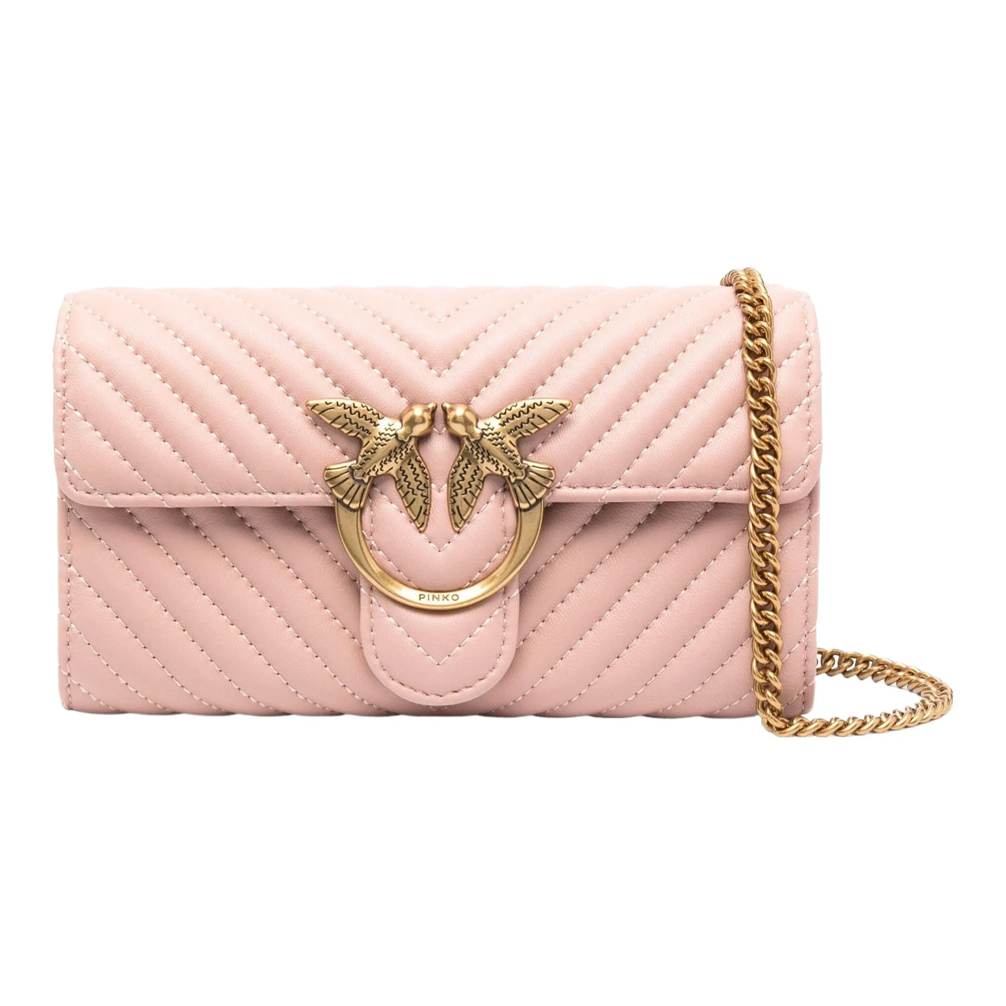 PINKO Calfskin Handheld Shoulder Bag Crossbody Bag Women's Light Pink