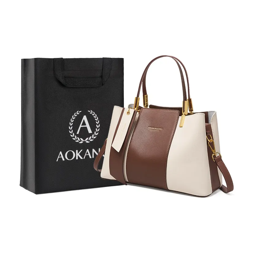 AOKANG Cow Leather Mom Bag, Tote, One Shoulder Handbag Medium Size Women's