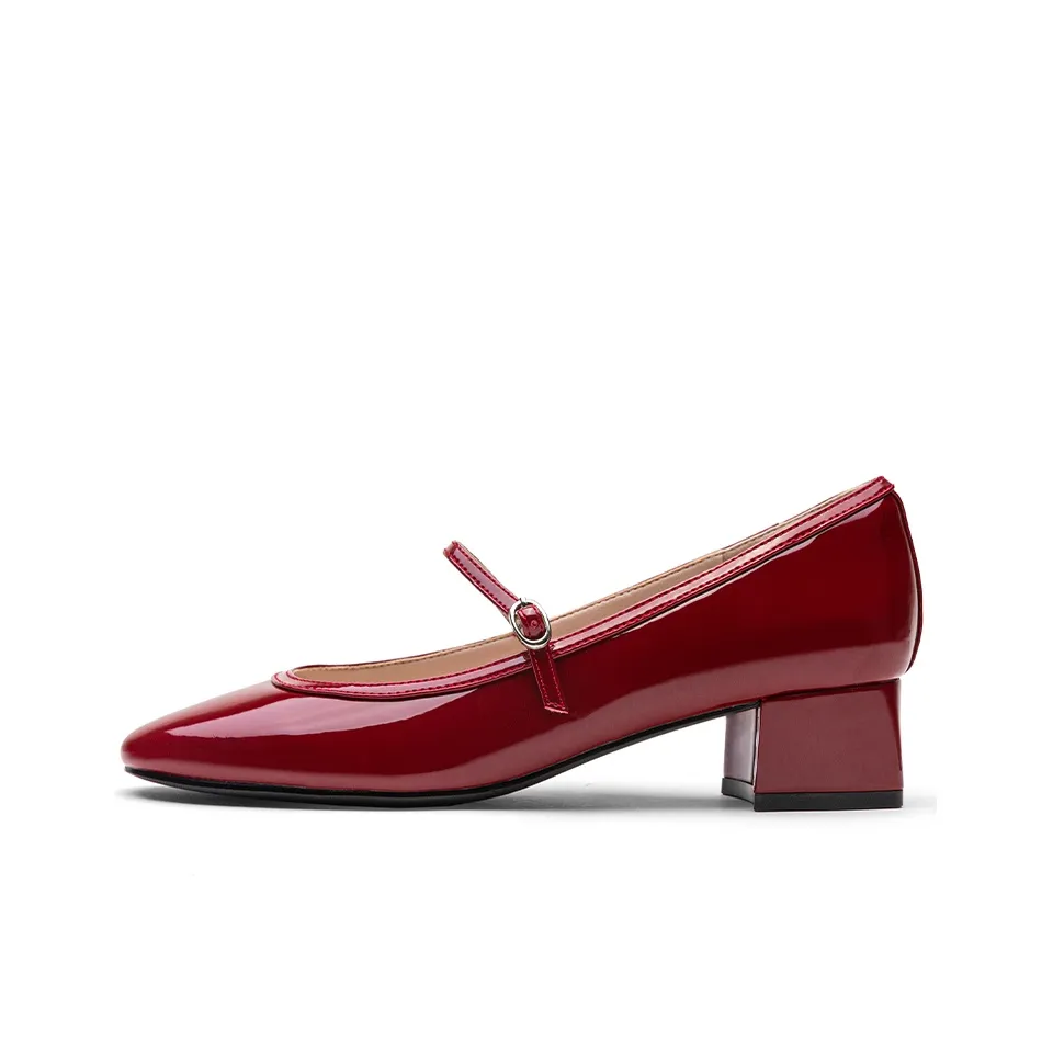 TOOMANYSHOES Red Wine Glass Casual Single Shoes 4cm Women's