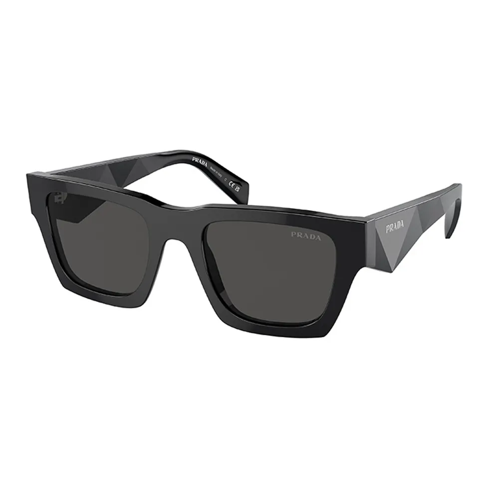 PRADA Пластиковая оправа Квадратные Солнцезащитные очки Мужские Черные