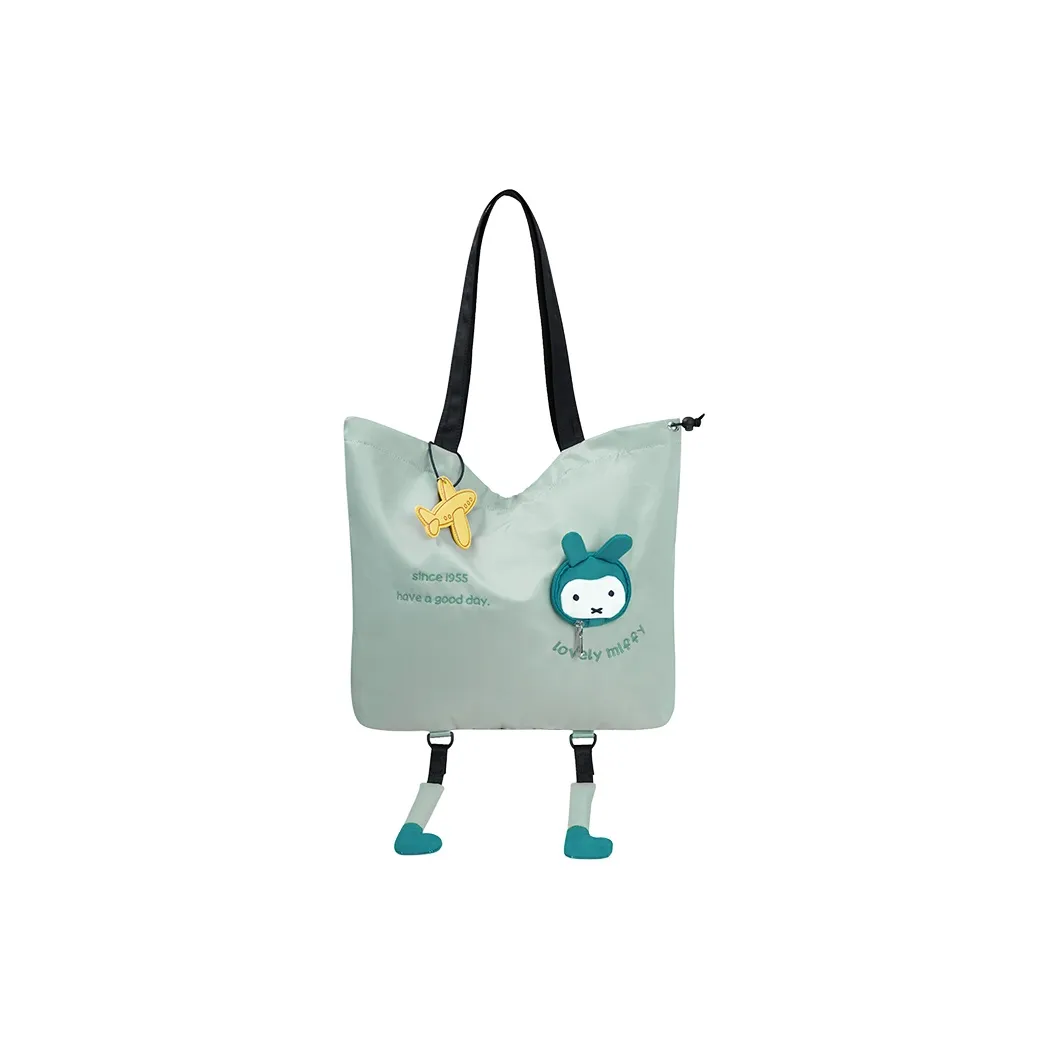 Miffy Nylon Fabric Tote Bag Shopping Bag Handbag Shoulder Bag Women's Light Green/White