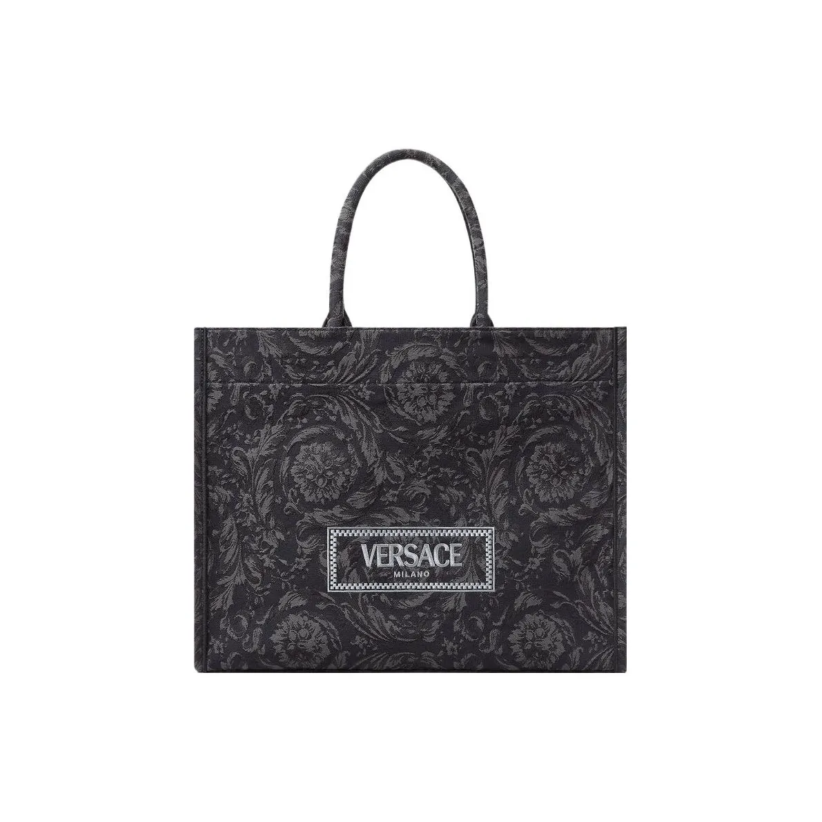 VERSACE Barocco Canvas Tote Bag, Shopping Bag, Handbag Tubas Women's Black