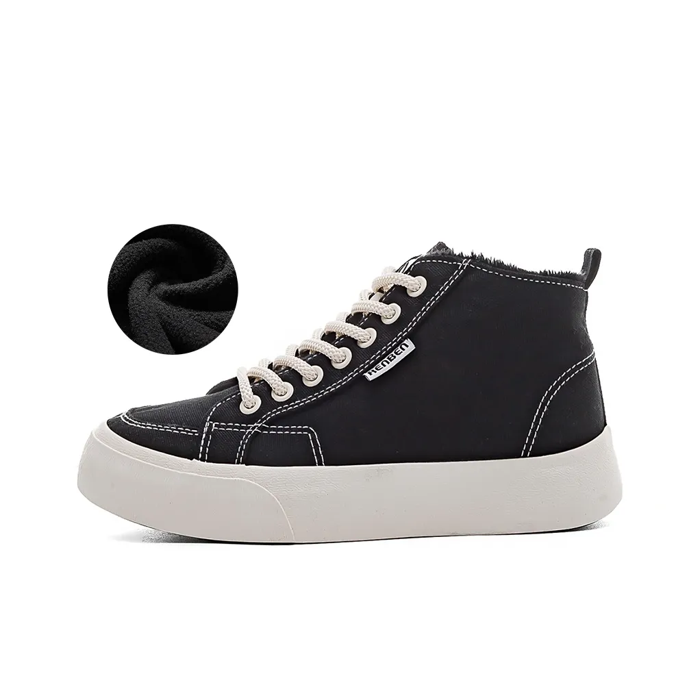 RENBEN Slip Resistant, Abrasion Resistant, Thermal High Top Canvas Shoes Women's Black