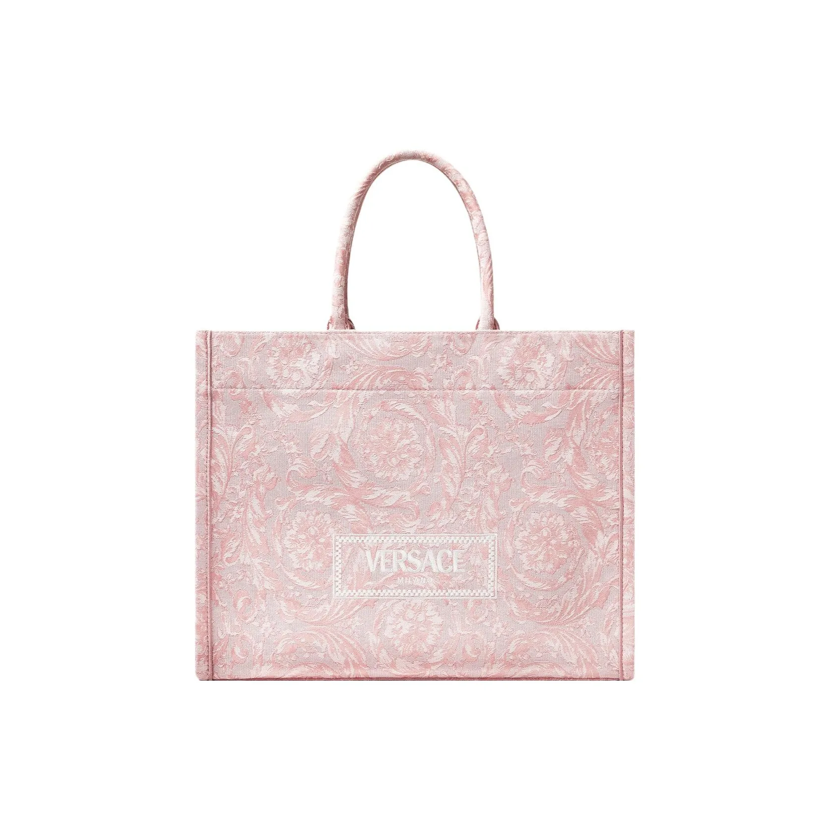 VERSACE Barocco Canvas Tote Bag Shopping Bag Handbag Large Size Women's Pink